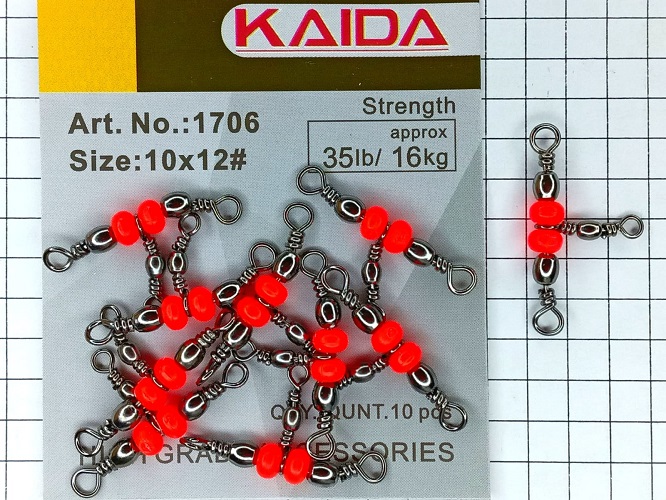 Вертлюг тройной Kaida 1706 № 10*12 16кг