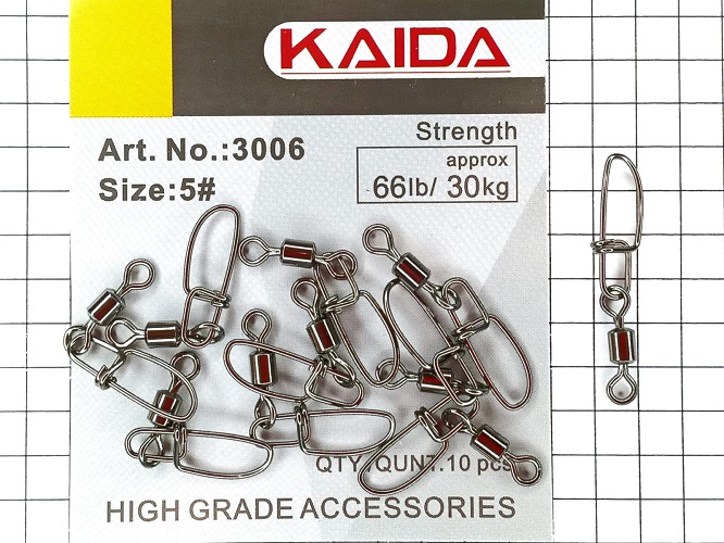 Вертлюг с карабином Kaida 3006 № 5 30кг