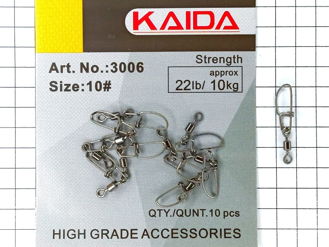 Вертлюг с карабином Kaida 3006 № 10 10кг